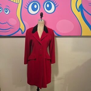 Byblos Red Wool Velvet trim Coat